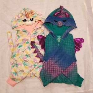 Bundle 2 M/L womens onsie pajamas cat and dragon